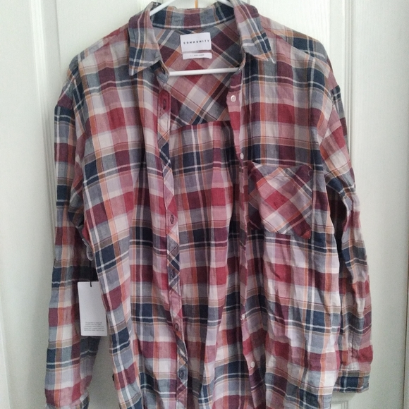 Artizia Community Veritas Carmine Plaid button Shirt top, Small, New - Picture 7 of 10